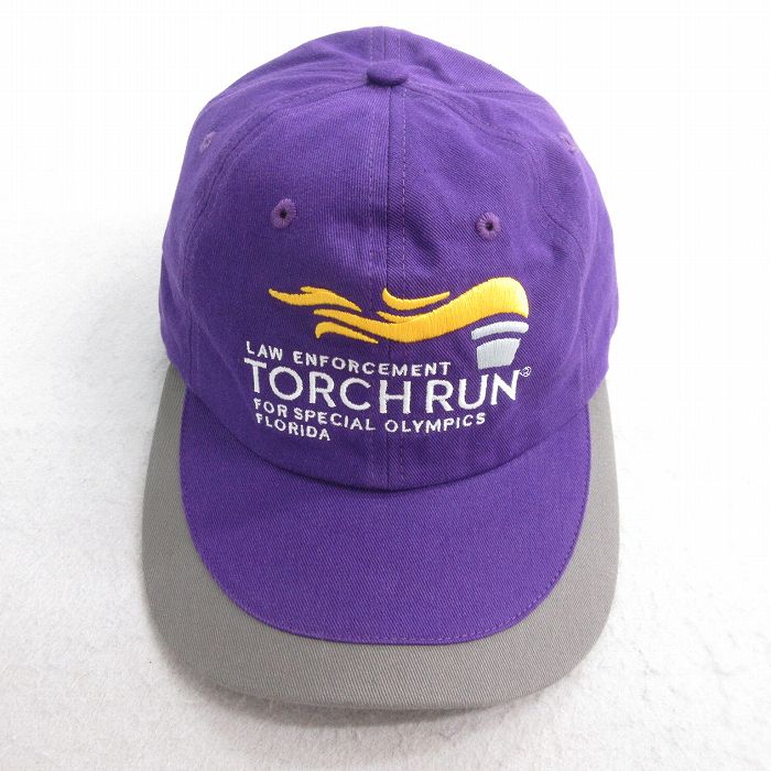 中古 キャップ TORCH RUN 刺繍 コットン 紫他 パープル 25jul28
