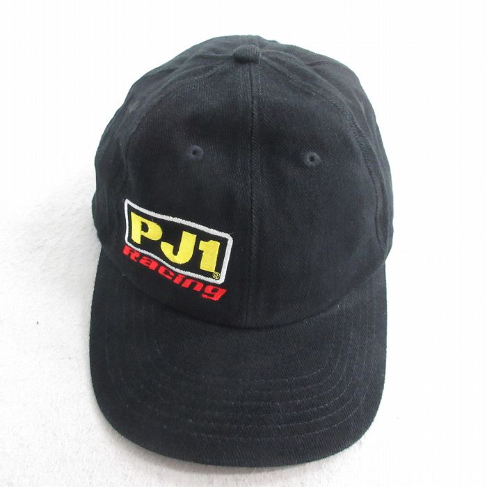 中古 キャップ PJ1 レーシング 刺繍 コットン 黒 ブラック 25jul28