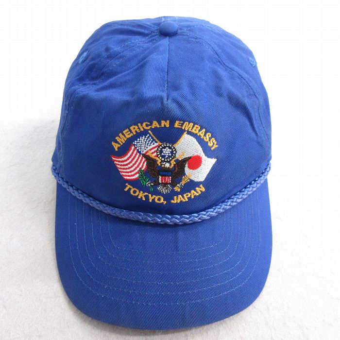 中古 キャップ 90年代 90s アメリカ大使館 東京 日本 青 ブルー 25jul28