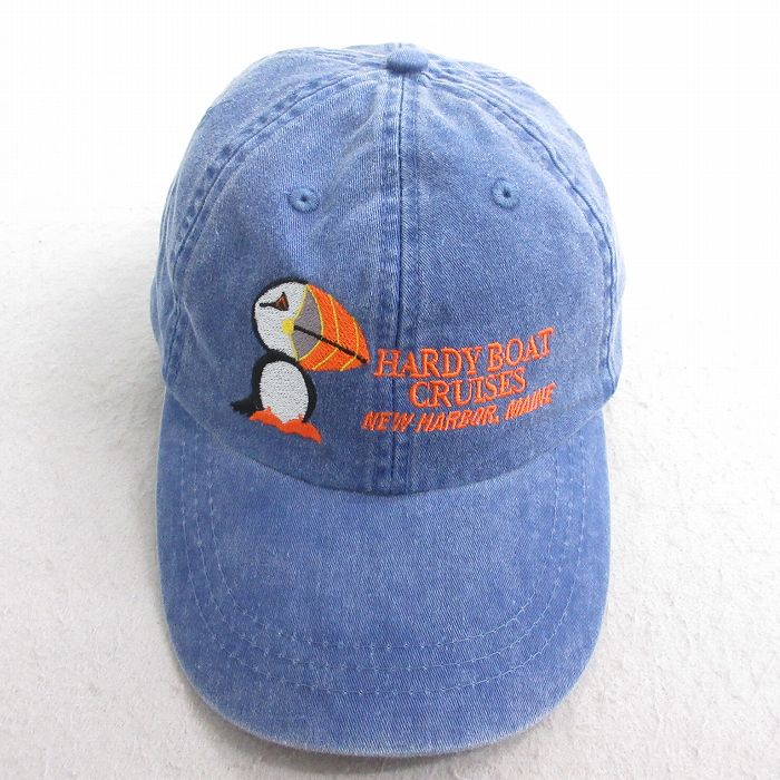 中古 キャップ HARDY BOAT 鳥 刺繍 コットン 薄紺 ネイビー 25jul29