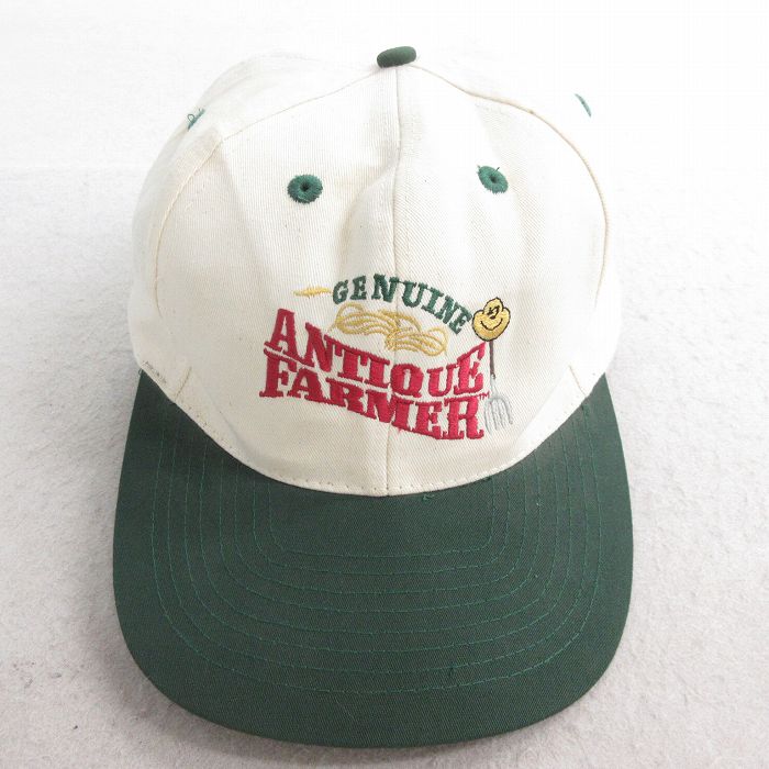 中古 キャップ 90年代 90s ANTIQUE FARMER 刺繍 ツートンカラー コットン 生成り他 25jul29