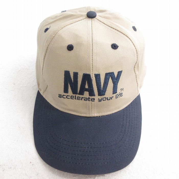中古 キャップ NAVY 刺繍 ツートンカラー コットン ベージュ他 カーキ 25jul29