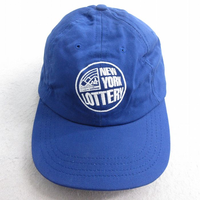 中古 キャップ 90年代 90s NEW YORK LOTTERY 刺繍 USA製 青 ブルー 25jul31