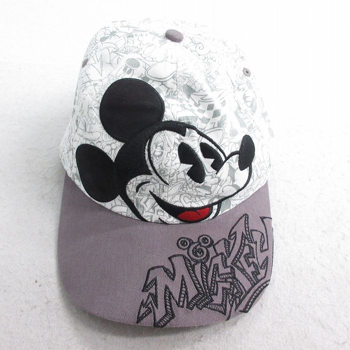 中古 キャップ ディズニー DISNEY ミッキー MICKEY MOUSE 刺繍 ツートンカラー コットン 白他 ホワイト 25jul31