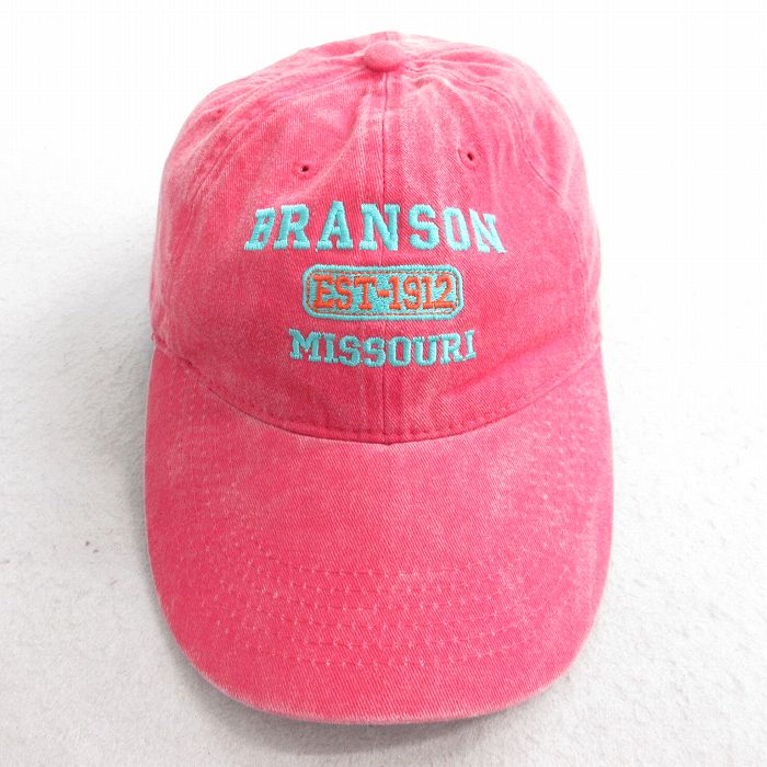 中古 キャップ BRANSON 刺繍 コットン 赤系 レッド 25aug01