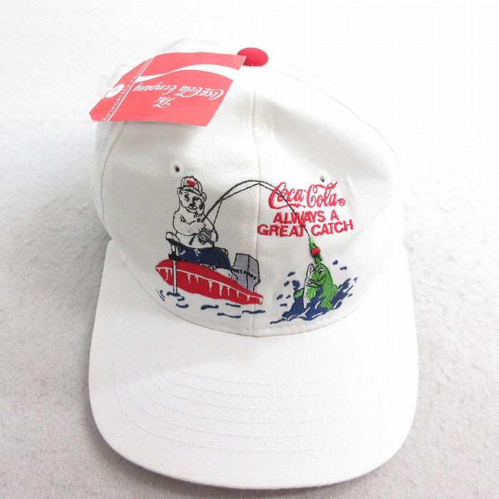 中古 キャップ 90年代 90s コカコーラ シロクマ 釣り デッド 白 ホワイト 25aug01