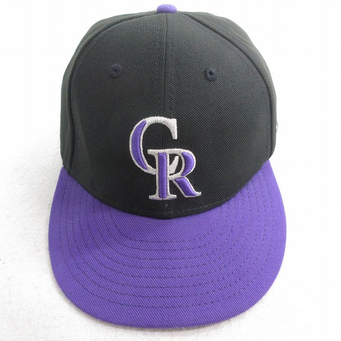 中古 ニューエラ キャップ MLB コロラドロッキーズ 刺繍 ツートンカラー 黒他 ブラック メジャーリーグ ベースボール 野球 【spe】 25aug01