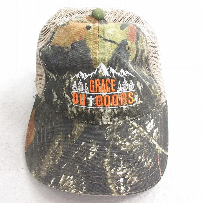 中古 メッシュ キャップ GRACE OUTDOORS 刺? 茶他 ブラウン 迷彩 25aug01