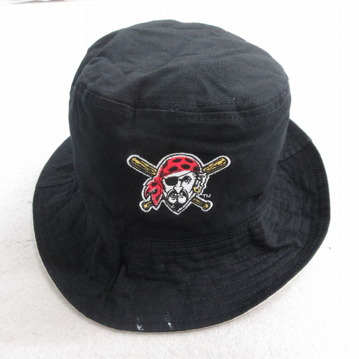 中古 ハット MLB ピッツバーグパイレーツ 刺繍 リバーシブル コットン 黒他 ブラック メジャーリーグ ベースボール 野球 25aug02