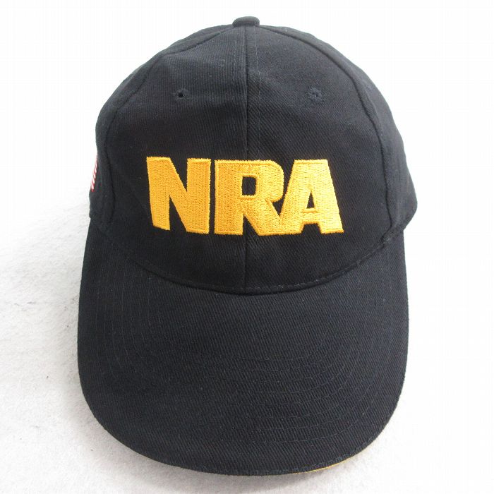 中古 キャップ NRA 星条旗 刺繍 コットン 黒 ブラック 25aug02