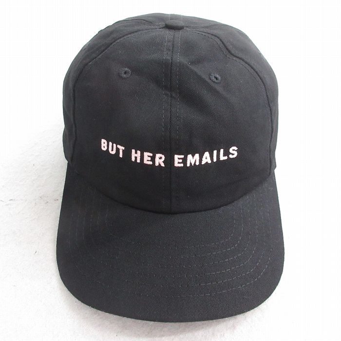 中古 キャップ BUT HER EMAILS 刺繍 ツートンカラー USA製 黒 ブラック 【spe】 25aug04