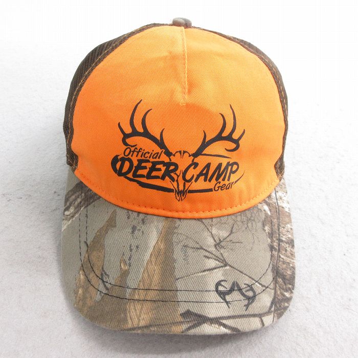 中古 メッシュ キャップ DEER CAMP コットン オレンジ他 25aug07