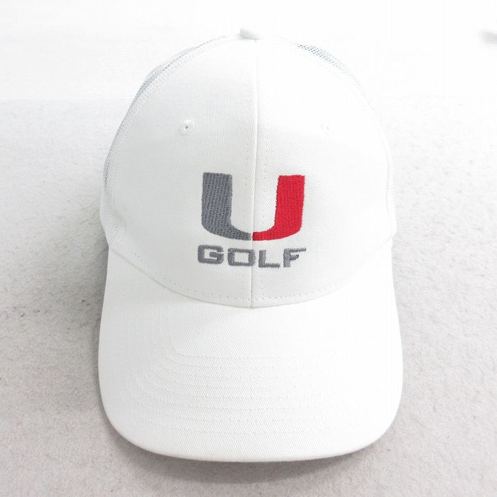 中古 メッシュ キャップ ゴルフ 刺繍 コットン 白 ホワイト 25aug07
