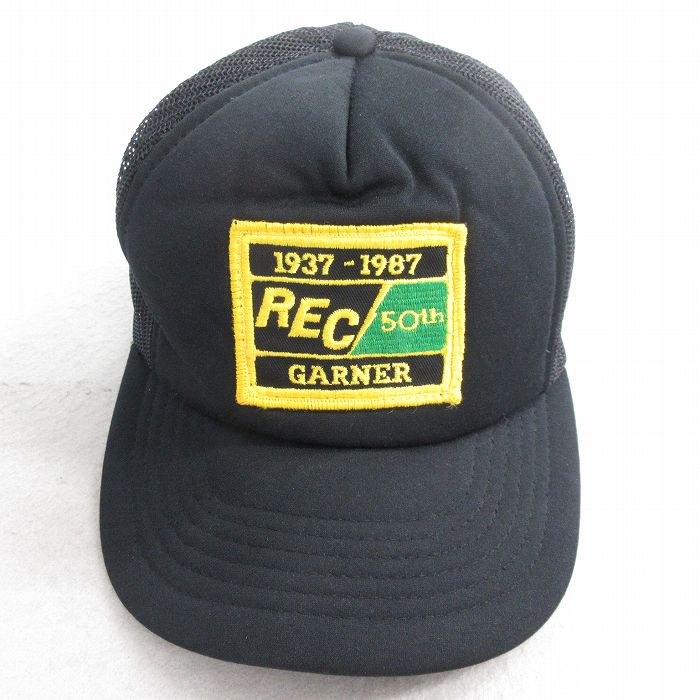 中古 メッシュ キャップ 80年代 80s REC 刺繍 黒 ブラック 【spe】 25aug07