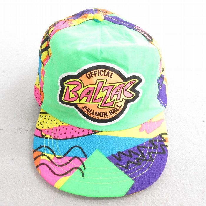 中古 キャップ 90年代 90s BALZAC 総柄 黄緑他 【spe】 25aug08