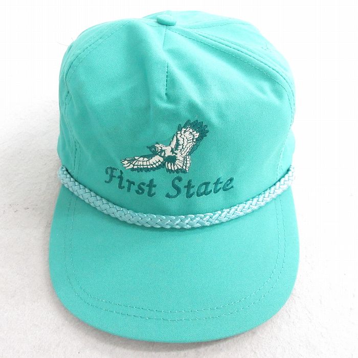 中古 キャップ 80年代 80s First State 鳥 刺繍 青緑 25aug08