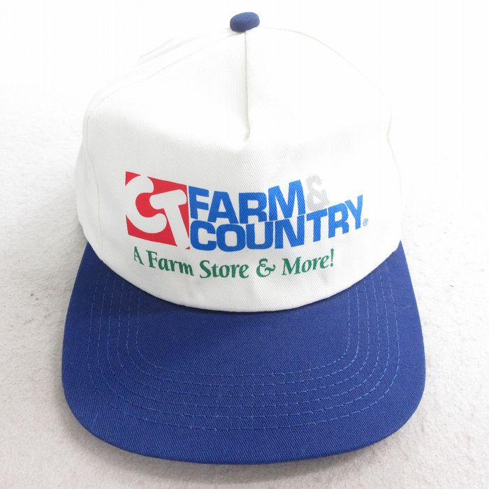 【50%OFF】中古 キャップ 90年代 90s FARM & COUNTRY ツートンカラー USA製 青他 ブルー 25aug08