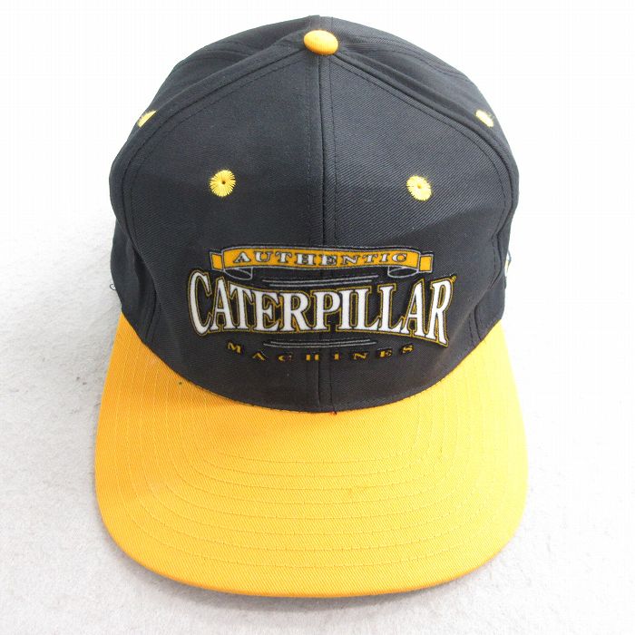 【20%OFF】中古 キャップ CATERPILLAR フロッキープリント CAT ツートンカラー コットン 黒他 ブラック 25aug08