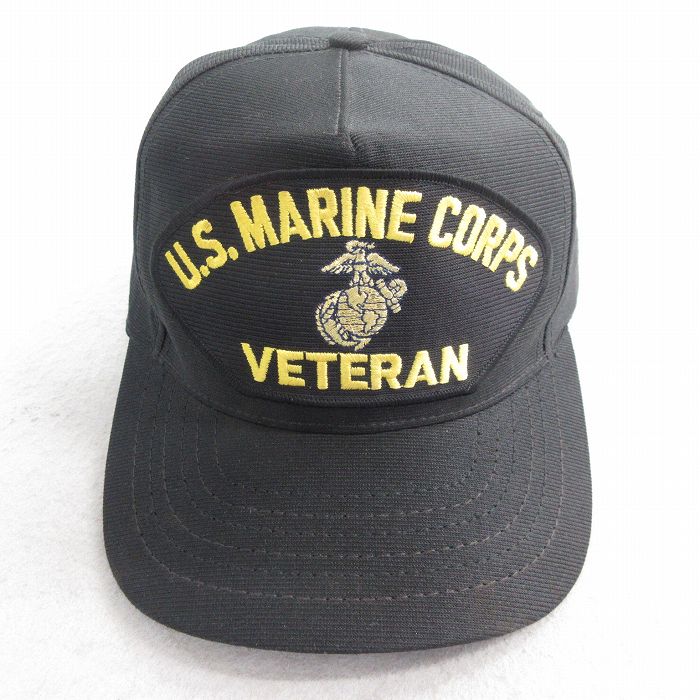 中古 キャップ 90年代 90s ミリタリー USMC 刺? USA製 黒 ブラック 25aug08