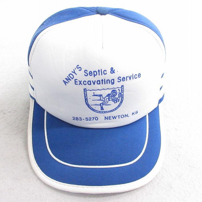 中古 キャップ 90年代 90s Excavating ツートンカラー 青他 ブルー 25aug09