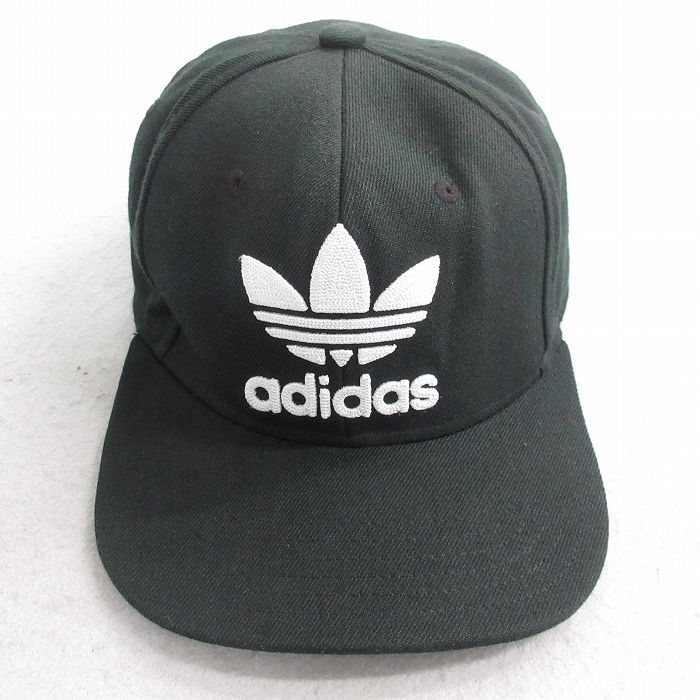 中古 アディダス adidas キャップ ビッグロゴ リーフ トレフォイル 黒 ブラック 25aug26