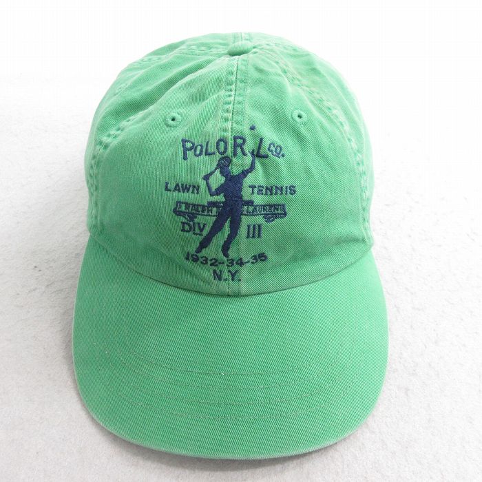 中古 ラルフローレン Ralph Lauren ブランド キャップ 90年代 90s テニス 刺繍 緑 グリーン 25aug26