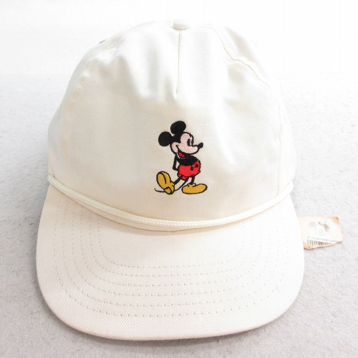 【20%OFF】中古 キャップ 90年代 90s ディズニー DISNEY ミッキー MICKEY MOUSE 刺繍 デッドストック USA製 白 ホワイト 25sep27