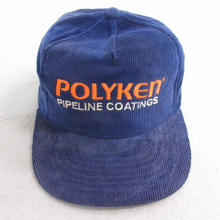 中古 コーデュロイ キャップ 90年代 90s POLYKEN 刺繍 紺 ネイビー 25sep30