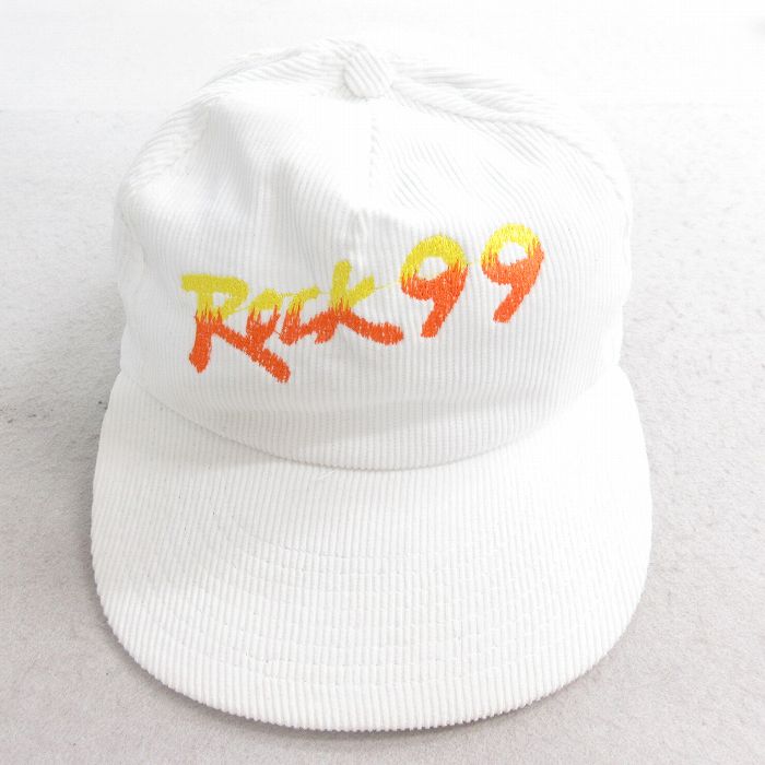 中古 コーデュロイ キャップ 90年代 90s Rock99 刺繍 コットン 白 ホワイト 【spe】 25sep30