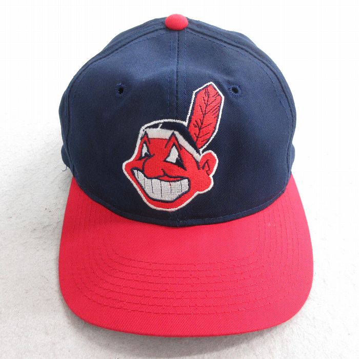 中古 キャップ 00年代 00s MLB クリーブランドインディアンス 刺繍 ツートンカラー コットン 紺他 ネイビー メジャーリーグ ベースボール 野球 25oct04