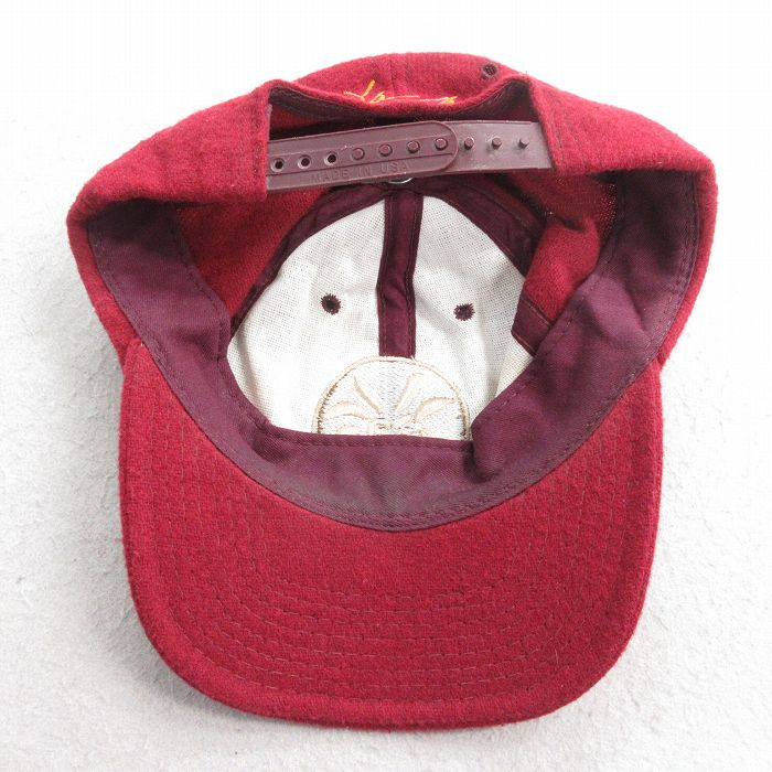 古着通販 中古 キャップ 90年代 90s Yaga 刺繍 ウール USA製 エンジ