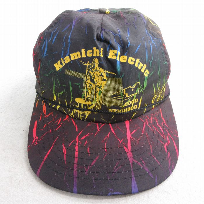 中古 キャップ 90年代 90s Kiamichi 総柄 黒他 ブラック 25oct04