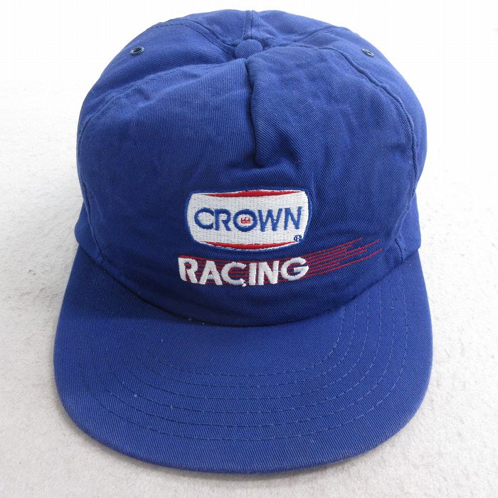 【20%OFF】中古 キャップ 80年代 80s CROWN レーシング 刺繍 USA製 青 ブルー 25oct04