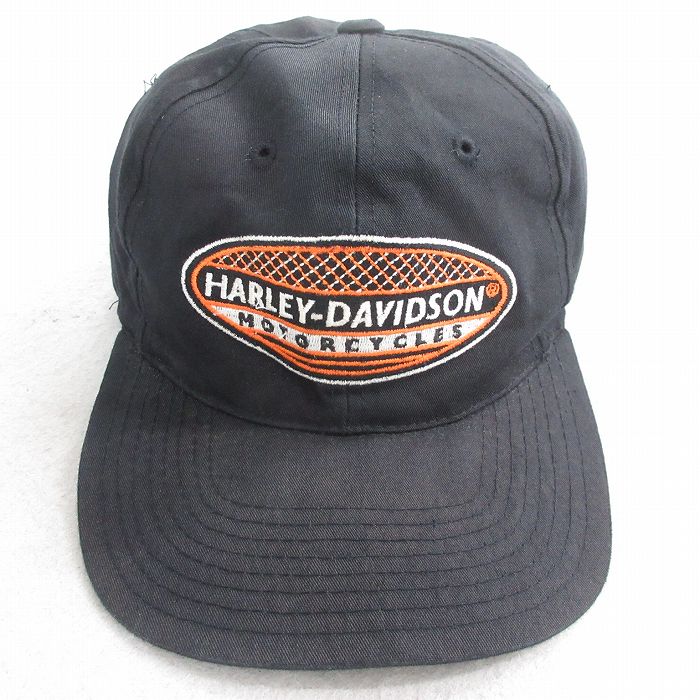 中古 ハーレーダビッドソン Harley Davidson キャップ 90年代 90s ビッグロゴ 刺繍 黒 ブラック 【spe】 25oct14