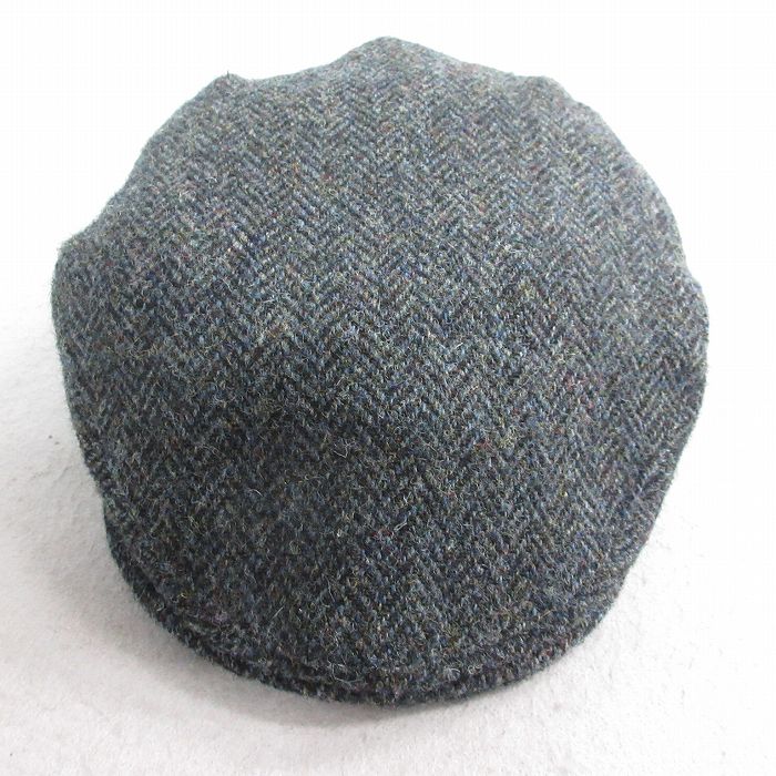 中古 ハリスツイード Harris Tweed ハンチング 80年代 80s ヘリンボーン 手織り ウール イギリス製 濃緑他 グリーン 25nov04