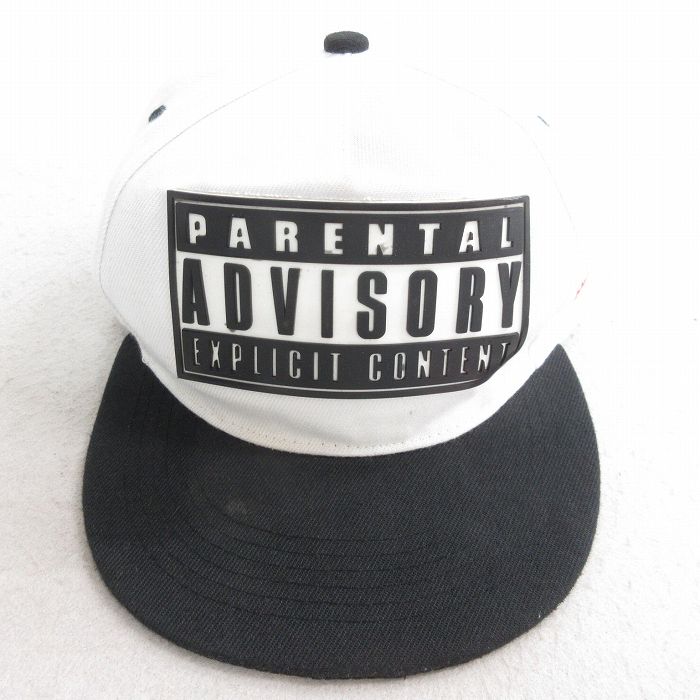 中古 キャップ 90年代 90s PARENTAL ADVISORY ツートンカラー 白他 25nov25