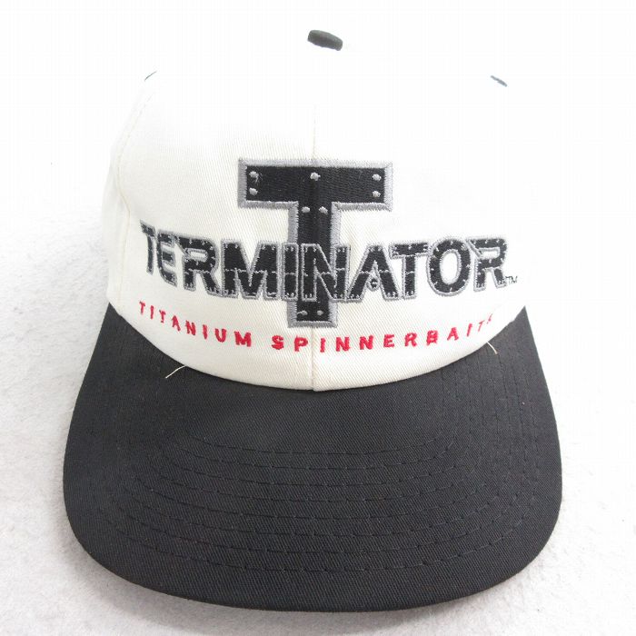 中古 キャップ 90年代 90s TARMINATOR 刺繍 ツートンカラー USA製 生成り他 25dec23