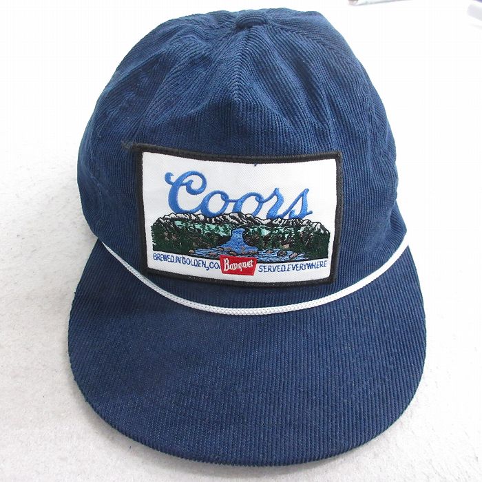 中古 キャップ 90年代 90s クアーズ ビール コーデュロイ 紺 25dec23