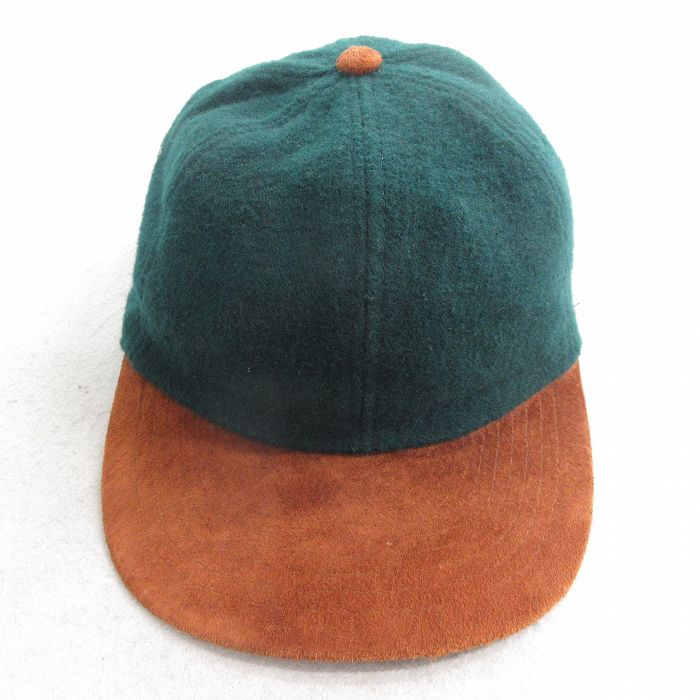 中古 COUNTY SEAT キャップ 00年代 00s ツートンカラー ツバスエード ウール 緑他 26mar05