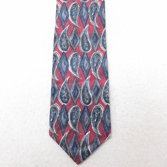 中古 ネクタイ 90年代 90s ペイズリー柄 シルク イタリア製 エンジ 24oct30