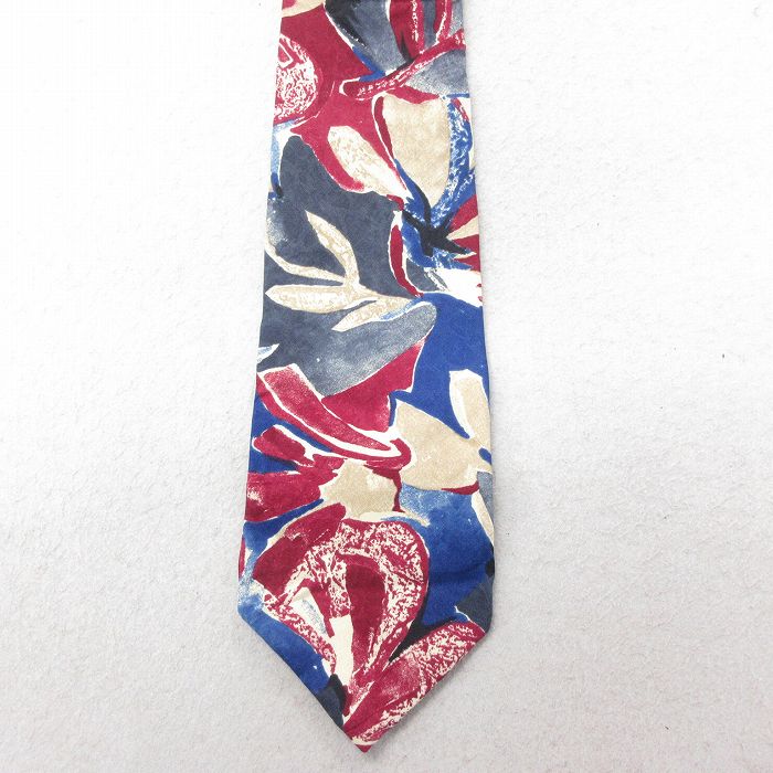 中古 ネクタイ 90年代 90s 花柄 シルク USA製 エンジ他 24oct31