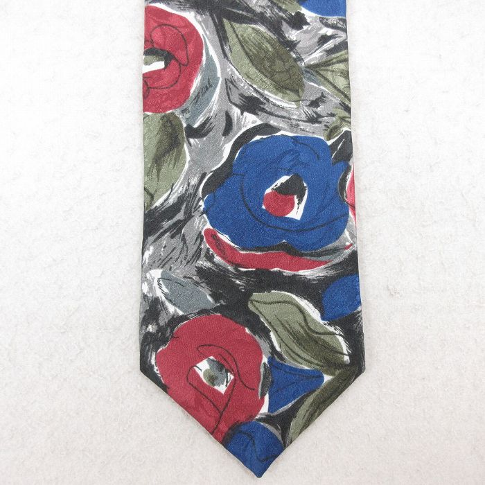 中古 ネクタイ 90年代 90s 花柄 USA製 青他 ブルー 24nov05