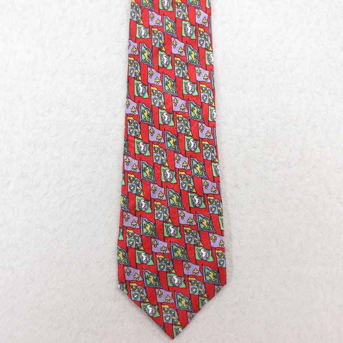 【50%OFF】中古 アバクロンビー Abercrombie&fitch ネクタイ 00年代 00s 総柄 シルク イタリア製 赤他 レッド 25feb13