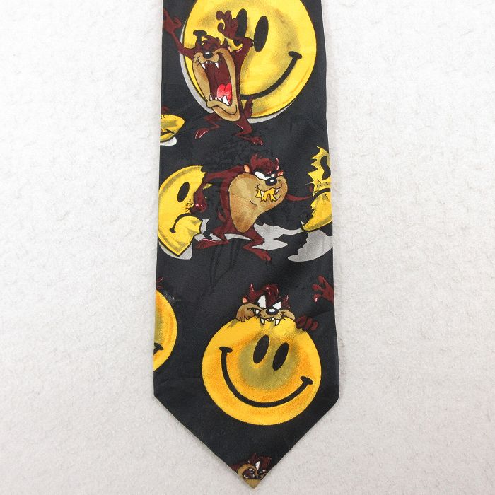 中古 ネクタイ ルーニーテューンズ LOONEY TUNES タズ スマイル 黒他 ブラック 【spe】 25feb13