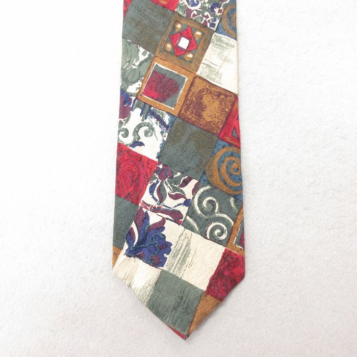 中古 STRUCTURE ネクタイ 90年代 90s シルク USA製 緑他 グリーン 25jun30