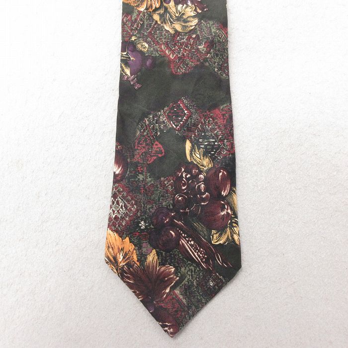 【20%OFF】中古 バンヒューセン ネクタイ 90年代 90s 花柄 シルク USA製 緑 グリーン 25jul01