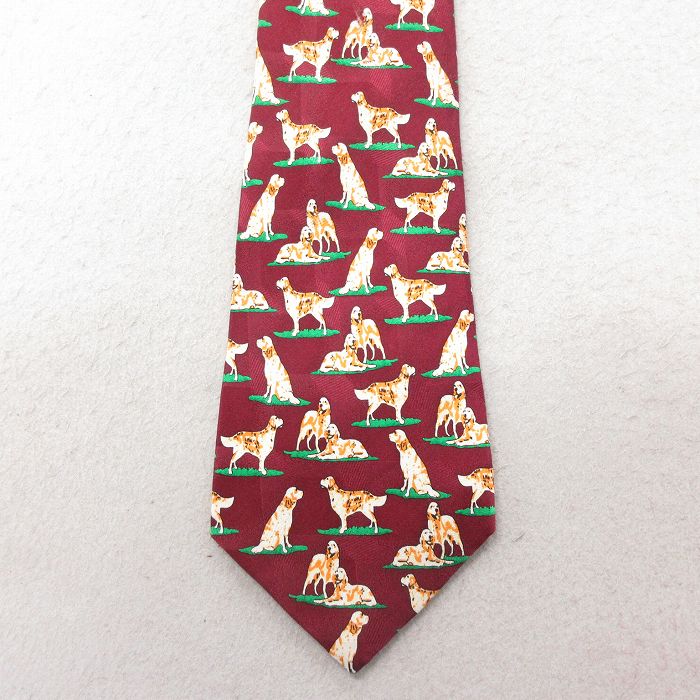 【50%OFF】中古 ネクタイ 犬 シルク エンジ 25jul01