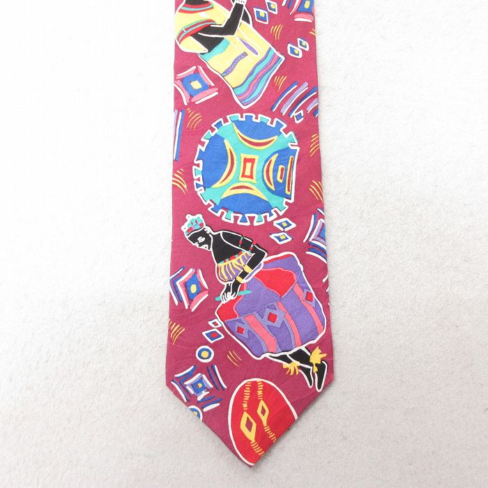 中古 ラルフマーリン ネクタイ 90年代 90s ミュージシャン シルク USA製 エンジ 25jul01