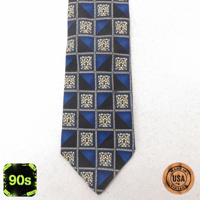 中古 タウンクラフト ネクタイ 90年代 90s USA製 紺他 ネイビー 25jul01