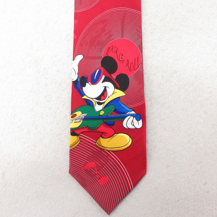 中古 ネクタイ 90年代 90s ディズニー DISNEY ミッキー MICKEY MOUSE エンジ 【spe】 25jul01
